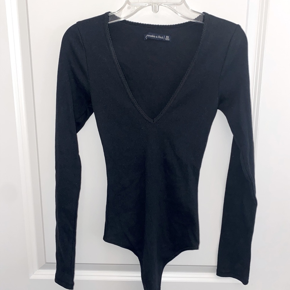 Abercrombie & Fit Deep V Black Bodysuit